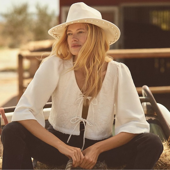 Anthropologie Sequin Tie-Front Top XL - Picture 5 of 9